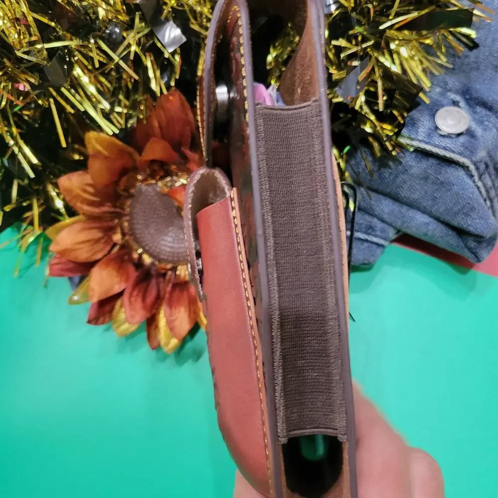 Horse Western Leather Phone Holstor With Knife Sheath & Belt Clip LARGE